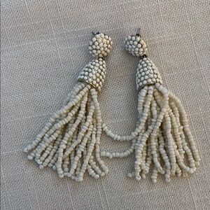 2/$10 Cream Beaded Tassel Earrings